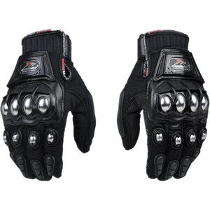 Men's Black Outdoor Reinforced Knuckle Motorbike Power Sports Safety Gloves